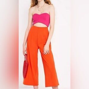 Urban Outfitters Pink/Orange Wide Leg Cutout Jumpsuit
